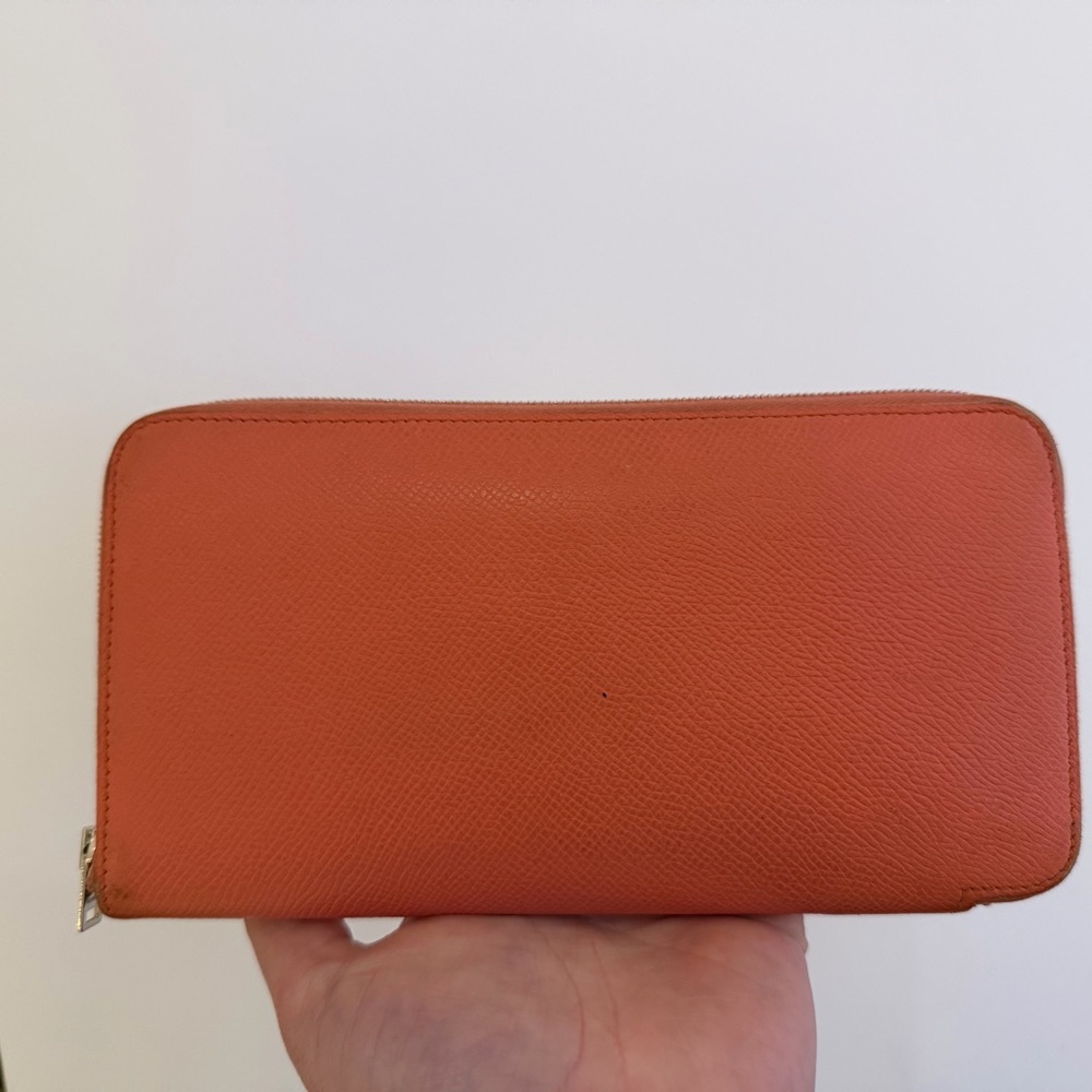 Hermes Pink Zip-Around Leather Wallet